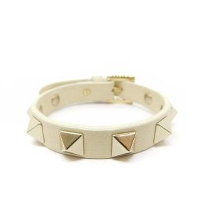 VALENTINO GARAVANI ブレスレット ロックスタッズ レザー ライトベージュ