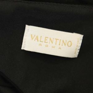 VALENTINO バックオープンサイドレースドレス 長袖 ミモレ丈 ロング タイト 40 黒 ブラック