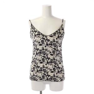 P25641V16023 05P ココマーク シルクキャミソール 総柄 40 ホワイト ブラック 
