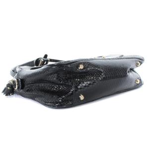 ANYA HINDMARCH carker snake ショルダーバッグ 2way レザー パイソン型押し ロゴ ブラック