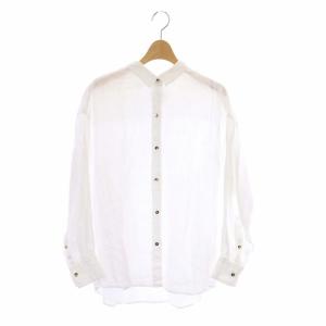 リネンビックシャツ 長袖 金ボタン 白 ホワイト