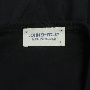 JOHN SMEDLEY コットン クルーネックカーディガン ニット 長袖 S 黒 ブラック