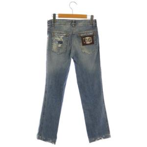 DOLCE&GABBANA ダメージ加工デニムパンツ ジーンズ スキニー ストレート ジッパーフライ 36 インディゴブルー