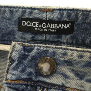 DOLCE&GABBANA ダメージ加工デニムパンツ ジーンズ スキニー ストレート ジッパーフライ 36 インディゴブルー