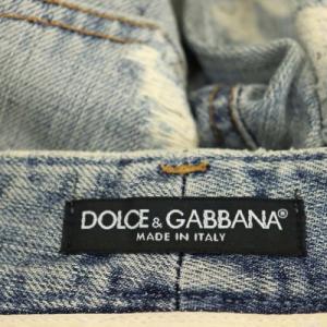 DOLCE&GABBANA ダメージ加工デニムパンツ ジーンズ スリム フレア ジッパーフライ 36 インディゴブルー