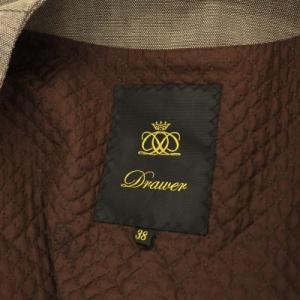 Drawer ウールバーズアイ ジレ ロングベスト リボンベルト付き 38 ブラウン