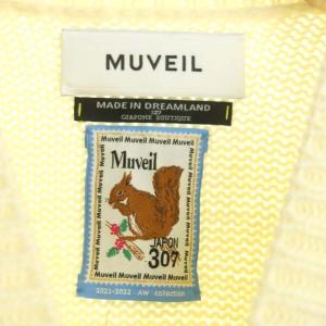 MUVEIL フクロウインターシャニット セーター 長袖 クルーネック パールビジュー装飾 36 アイボリー