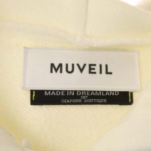 MUVEIL パーカー ジップアップ 長袖 ハートパッチ フーディー 38 白 ホワイト