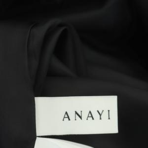 ANAYI 22AWスラブツィードジャンパースカート ロング ノースリーブ フリンジ 34 ブラック ホワイト