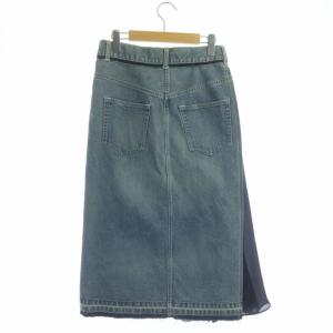 sacai 切り替え ラップ デニムスカート ロング タイト フレア アシンメトリー 1 ブルー ネイビー