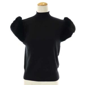 22AW ショートファースリーブニットプルオーバー カットソー ハイネック 半袖 36 黒 ブラック