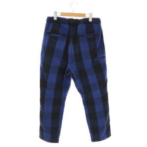nonnative EXPLORER EASY PANTS チェック柄ワイドパンツ テーパード タック ジッパーフライ 1 青 ブルー 黒 ブラック
