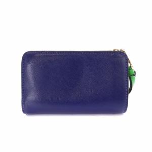 MARC JACOBS 二つ折り財布 L字ファスナー×ホック レザー 青 ブルー 灰 グレー 緑 グリーン