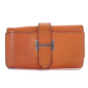 ベアン J刻印 4連キーケース レザー オレンジ