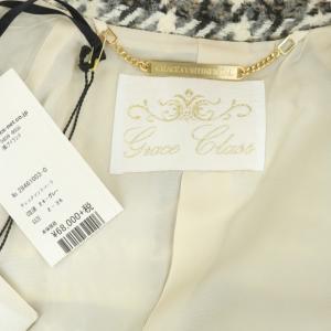 Grace Class チェックマントコート ポンチョ アウター ロング 36 ホワイト グレー ブラック ベージュ