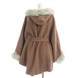 GRACE CONTINENTAL 20AW エコファーリボンポンチョ ジャケット アウター フード F テラコッタ