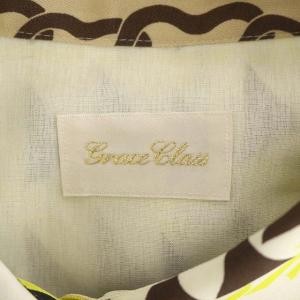 Grace Class 22SS マリンプリントシャツワンピース ノースリーブ フレア ロング 総柄 38 マルチカラー