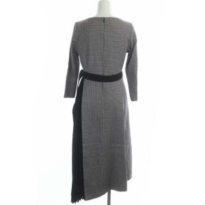 Diagram GRACE CONTINENTAL チェックプリーツワンピース ロング 長袖 九分袖 切替 36 紫 黒 パープル ブラック グレー