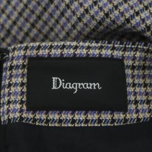 Diagram GRACE CONTINENTAL チェックプリーツワンピース ロング 長袖 九分袖 切替 36 紫 黒 パープル ブラック グレー