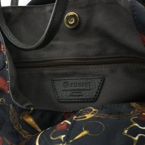 russet トートバッグ ベルト柄 ナイロン 紺 ネイビー