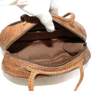 JURGEN LEHL ハンドバッグ ラウンド メッシュ ゴートレザー ブラウン