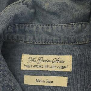 REMI RELIEF シャンブレーシャツ 長袖 胸ポケット F 青 ブルー