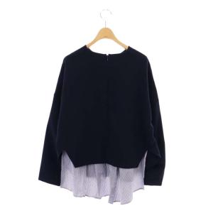 ダブルクロスレイヤードトップス カットソー 長袖 38 ネイビー（2023