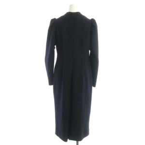CELFORD 22SS 襟付きコクーンポンチワンピース ロング ミモレ丈 長袖 36 紺 ネイビー