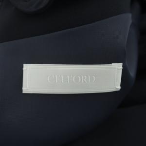CELFORD 22SS 襟付きコクーンポンチワンピース ロング ミモレ丈 長袖 36 紺 ネイビー
