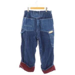 KAPITAL デニム×千鳥チェック2TONE ペインターパンツ ワーク ボタンフライ 3 青 赤 黒 ブルー レッド ブラック