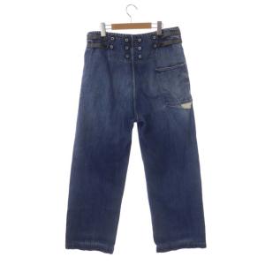 KAPITAL 12ozデニム 7スターサスペンダーパンツ ジーンズ ワイド デザイン ボタンフライ M インディゴブルー 青
