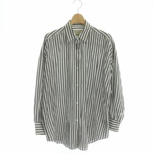 オーバーシャツ 長袖 ストライプ 36 グレー 白 ホワイト