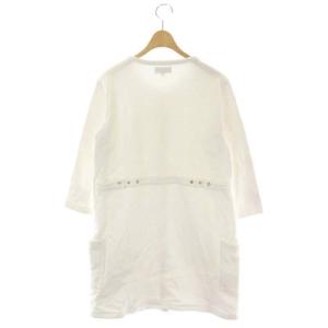 agnes b. 20年 ロングカーディガン スウェット 七分袖 スナップボタン 裏起毛 クルーネック 3 白 ホワイト