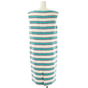 Diagram GRACE CONTINENTAL ボーダーワンピース ノースリーブ タイト 膝丈 ボートネック 38 ターコイズ 白 赤 ホワイト レッド