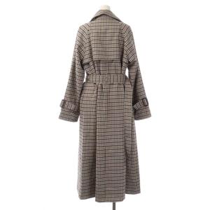 Diagram GRACE CONTINENTAL ライナー付き ロング チェスターコート チェック アウター ロング ベルト付き 36 ライトベージュ 青 茶 黒