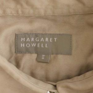 MARGARET HOWELL シャツワンピース 前開き コットン ロング 長袖 2 ベージュ