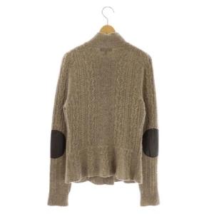 EPOCA エルボーパッチカーディガン ニット ケーブル 長袖 スタンドカラー ダブル ウール シルク混 40 モカ