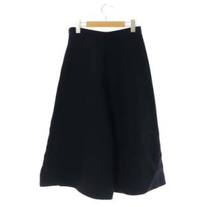 EPOCA ニットワイドパンツ フレア クロップド サイドジップ 40 紺 ネイビー