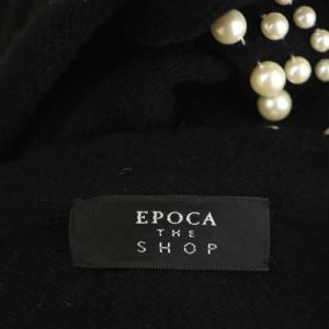 EPOCA ザショップ THESHOP パールニットワンピース 膝丈 タイト 長袖 クルーネック ウール カシミヤ混 38 黒 ブラック