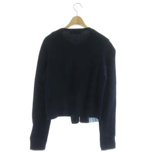 MSGM ニット カットソー ラップ調 長袖 ストライプ コットン XS 紺 緑 白 水色 ネイビー グリーン ホワイト ライトブルー