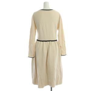 TOCCA 21年 CHOU CREAM KNITDRESS ニットドレス ワンピース フレア 長袖 ロング リボン M エクリュ色 黒