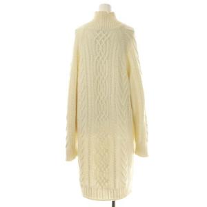 Max Mara ケーブル ニット ワンピース ハイネック 長袖 ロング Iライン プルオーバー L 白 ホワイト