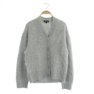 カシミヤファーカーディガン ニット 長袖 Vネック シャギー 1 グレー