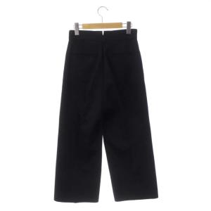 Drawer カルゼフロントステッチパンツ クロップドパンツ ピンタック ストレート 36 黒 ブラック