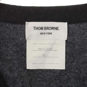 THOM BROWNE ライン入り ウール カーディガン ニット 長袖 Vネック 2 チャコールグレー ホワイト