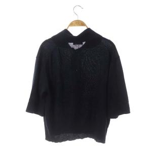 MARGARET HOWELL 21SS FINE LINEN COTTON NIT リネン コットン 丸襟カーディガン 五分袖 2 紺 ネイビー