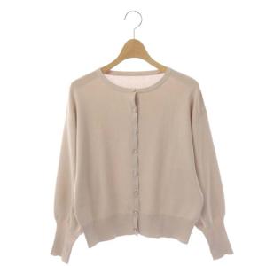 21AW パフスリーブカーディガン ニット 長袖 クルーネック パールボタン 36 ベージュ