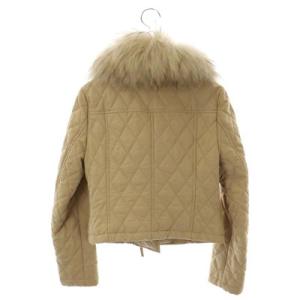 GRACE CONTINENTAL キルトライダース ジャケット ジップアップ ダブル 総裏地 ファー付き 36 ベージュ