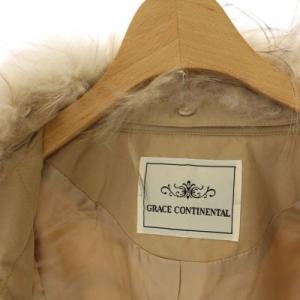 GRACE CONTINENTAL キルトライダース ジャケット ジップアップ ダブル 総裏地 ファー付き 36 ベージュ