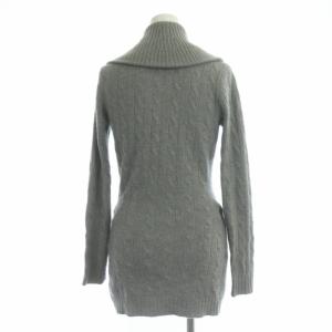 RALPH LAUREN ベルトケーブルニット セーター チュニック ショールカラー カシュクール調 ウール シープレザー 長袖 XS グレー